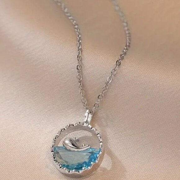 Save The Whale Women's Colorful Blue Ocean 18K Gold Plated Zircon Beach - Picture 6 of 6